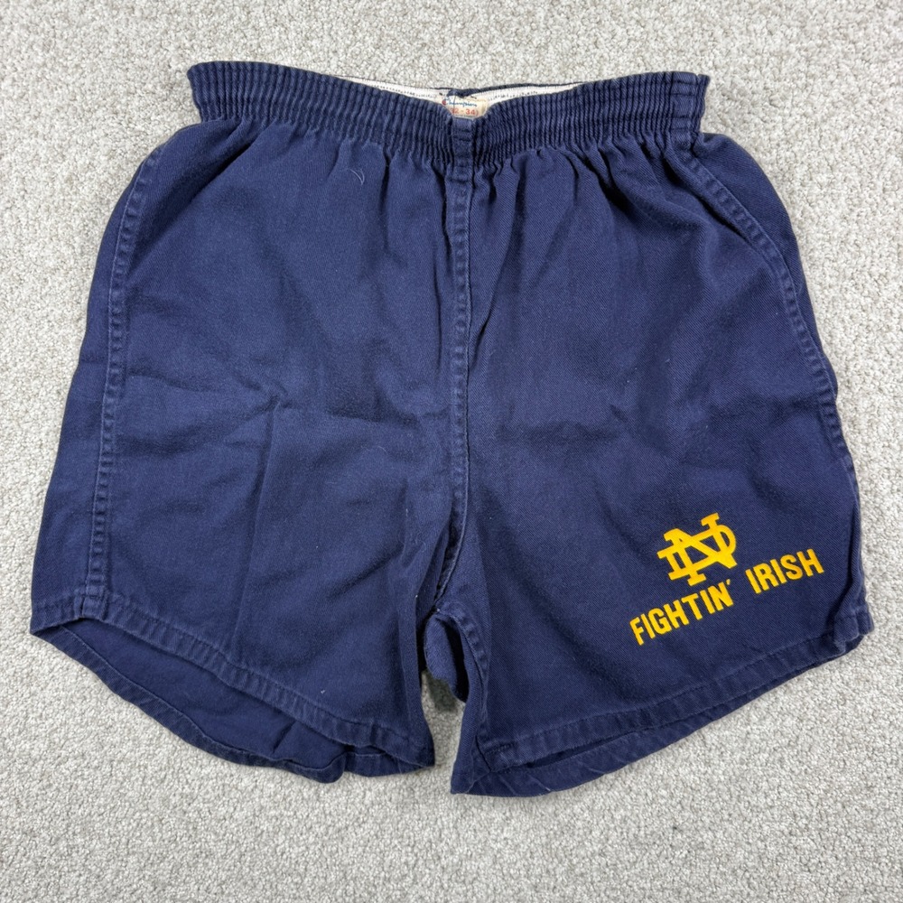 Champion Shorts Mens M Blue Notre Dame Fightin Irish Vintage Cotton Gym Athletic